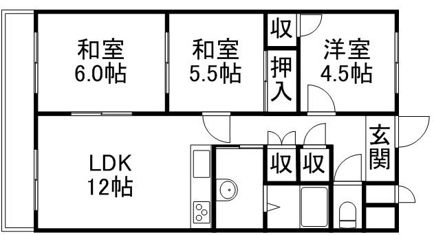 朝日プラザ一条橋(3LDK/14階)の間取り写真