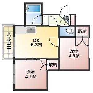 ステージイン20(2DK/1階)の間取り写真