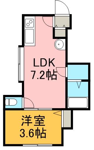 グランソレイユ南1条(1DK/2階)の間取り写真