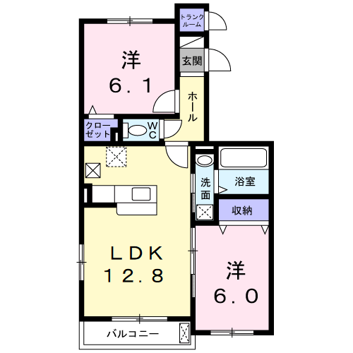 サン・ジーノⅡ(2LDK/2階)の間取り写真
