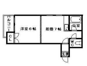 ジュマ宮の森B棟(1DK/4階)の間取り写真