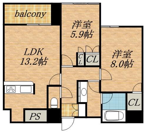 グランカーサ裏参道(2LDK/12階)の間取り写真