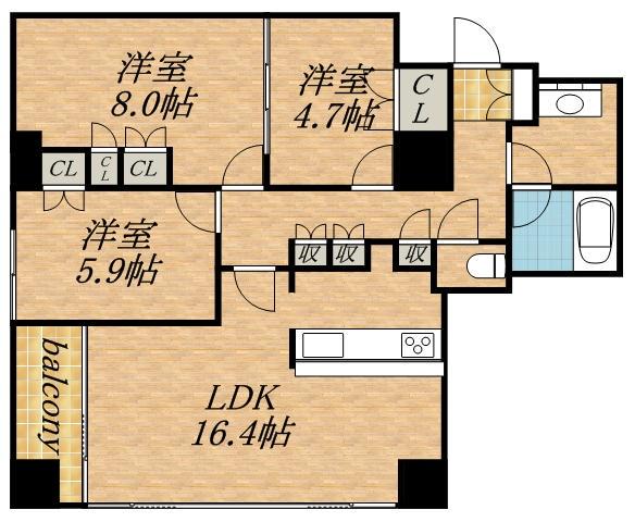 グランカーサ裏参道(3LDK/9階)の間取り写真