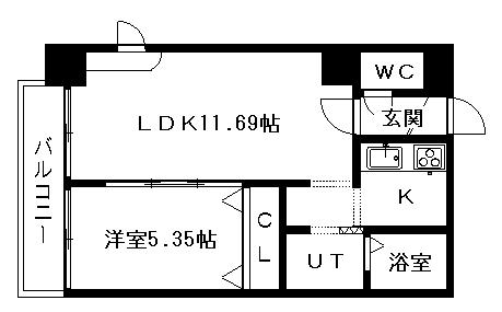 パークヒルズOM中央12(1LDK/8階)の間取り写真