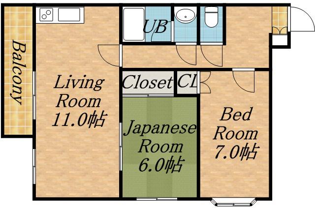 モアノース40(2LDK/2階)の間取り写真