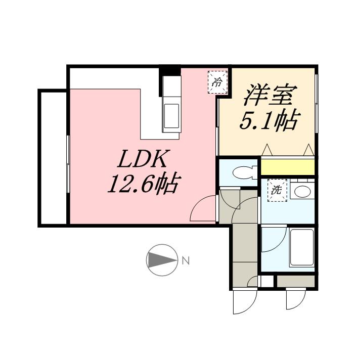グランオルセー北大前(1LDK/3階)の間取り写真