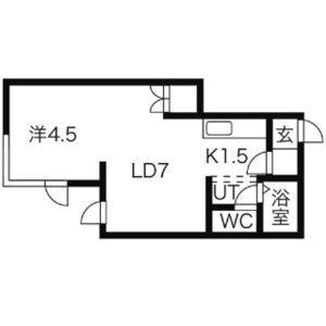 トキメック円山並木通1(1DK/2階)の間取り写真
