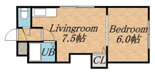 ハニサクル麻生(1DK/2階)の間取り写真