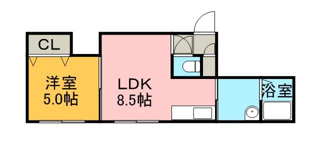 イーストサイドルームズ(1LDK/3階)の間取り写真