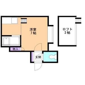  KUULEI東区役所前 (ワンルーム/2階)の間取り写真