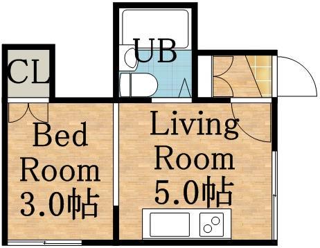 北37条シティハイツ(1K/2階)の間取り写真