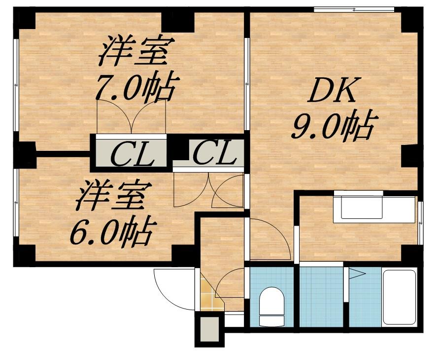 アーバンマンション2(2DK/4階)の間取り写真