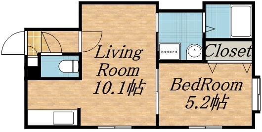 ウエストコースト大通(1LDK/2階)の間取り写真