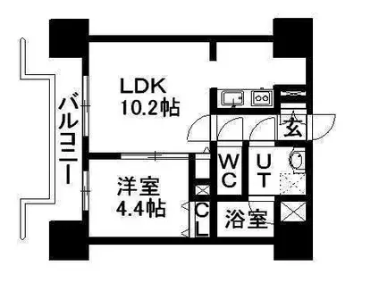 レジディア札幌駅前(1LDK/6階)の間取り写真