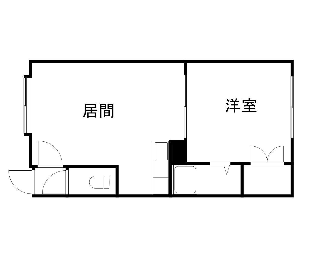 ルミエール北10条(1DK/1階)の間取り写真