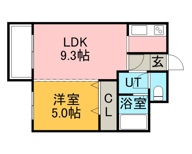 ハウスオブリザ北23条(1DK/5階)の間取り写真