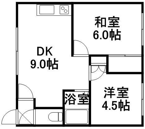コーポシベリアン(2DK/2階)の間取り写真