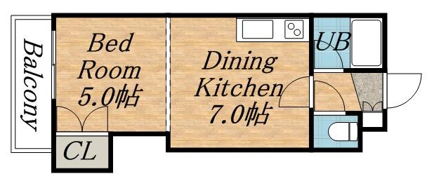 シャトル井上(1DK/2階)の間取り写真