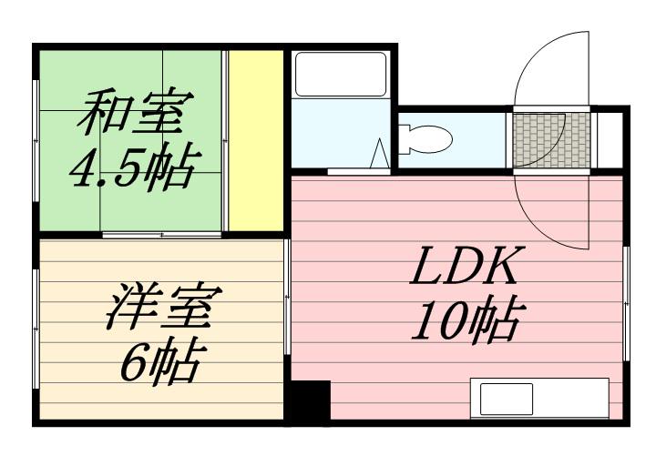 コーポ八軒B棟Ⅱ(2LDK/1階)の間取り写真