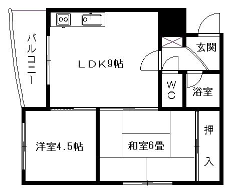 サンエス宮の森フラット(2DK/3階)の間取り写真