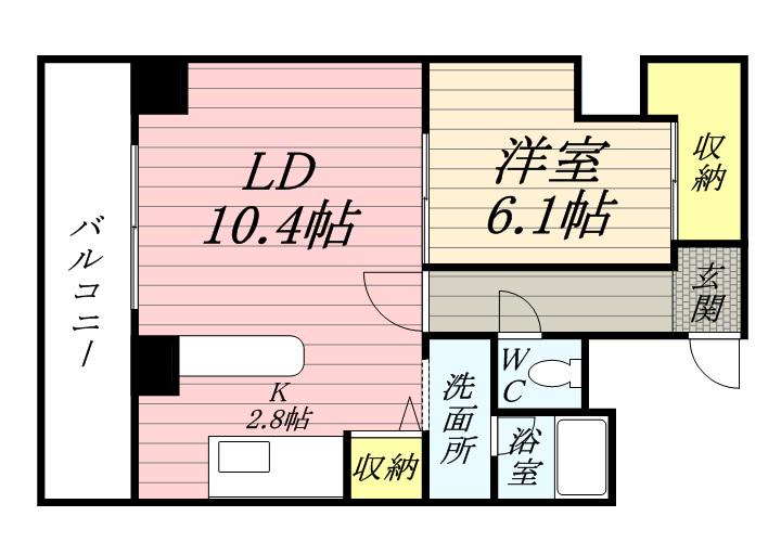HK大通ハイム(1LDK/7階)の間取り写真