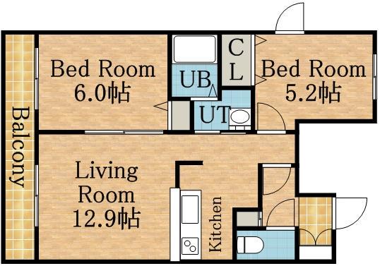 ヴェール美香保(2LDK/1階)の間取り写真