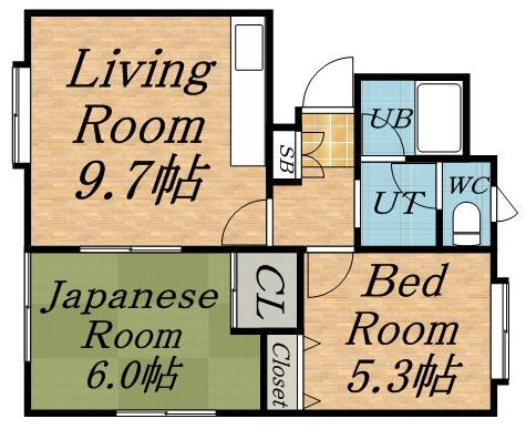 シルキィモア(2LDK/2階)の間取り写真