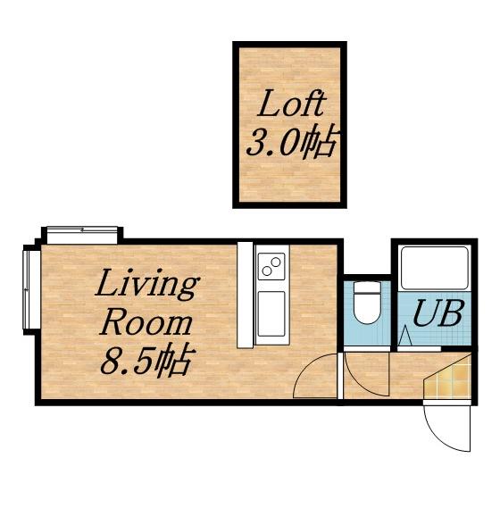 メゾン石狩D棟(ワンルーム/2階)の間取り写真