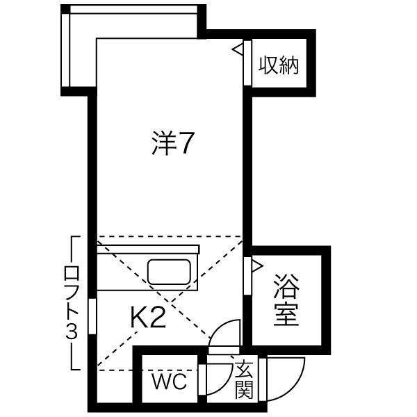 アイビーパレス13B(1K/3階)の間取り写真
