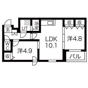 TRE VENTI美術館西(2LDK/2階)の間取り写真