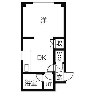 スカイパーク麻生III(1DK/2階)の間取り写真