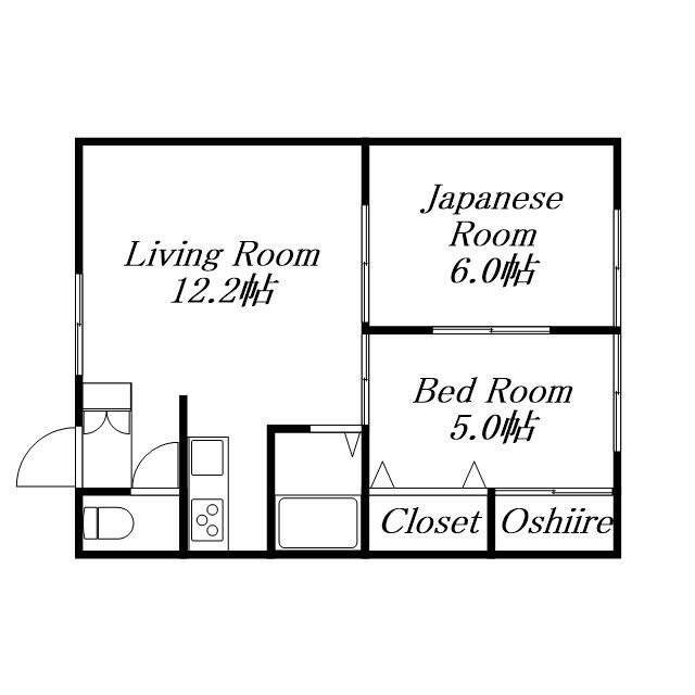ミドリマンション(2LDK/1階)の間取り写真
