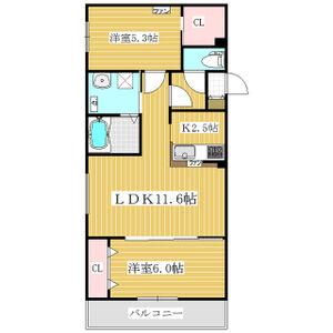 ART HILL KOTONI(2LDK/4階)の間取り写真