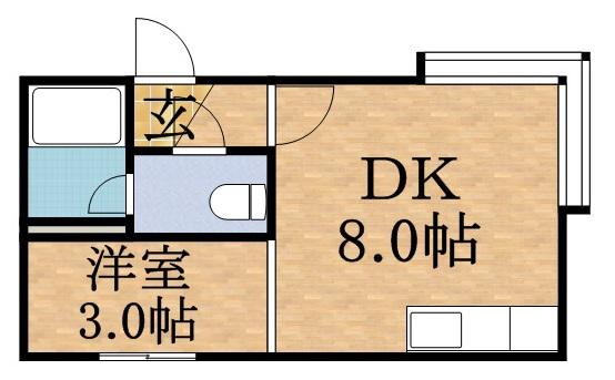 エスポアール壱番館(1DK/2階)の間取り写真