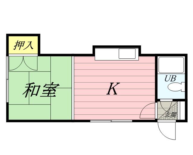 ハイツ本町B(1DK/2階)の間取り写真