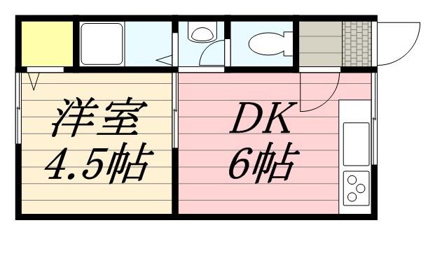 ハイツ旭(1DK/3階)の間取り写真