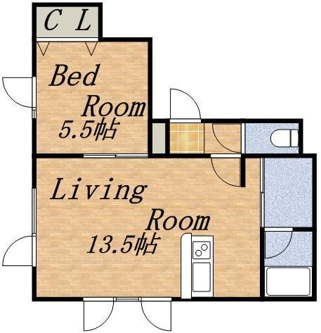 キャピタル神宮(1LDK/3階)の間取り写真