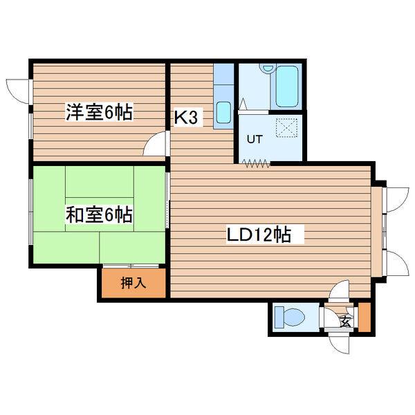 パークハイツ本町(2LDK/2階)の間取り写真