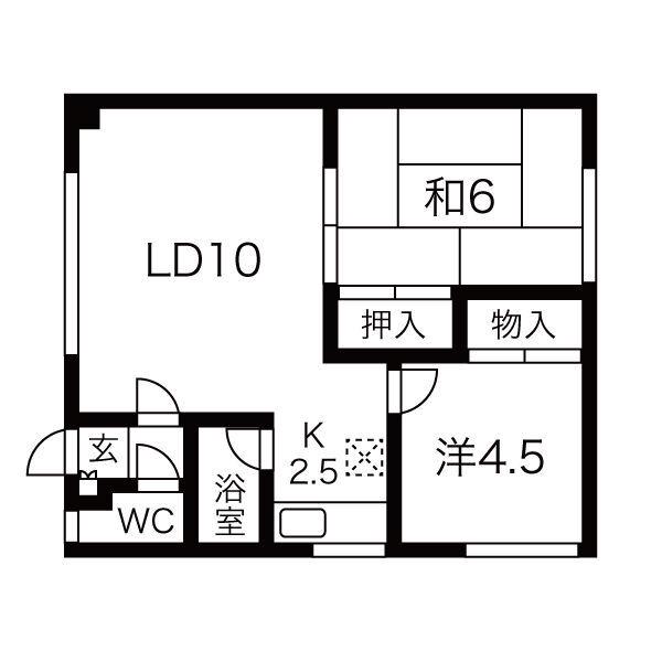 ハイツ雪(2LDK/2階)の間取り写真