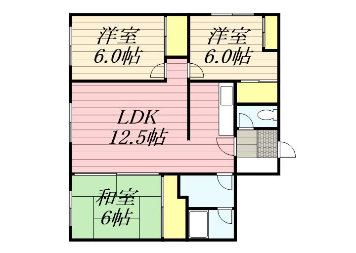 メゾンにれの樹(3LDK/1階)の間取り写真