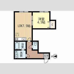 Kコート北19条(1DK/2階)の間取り写真