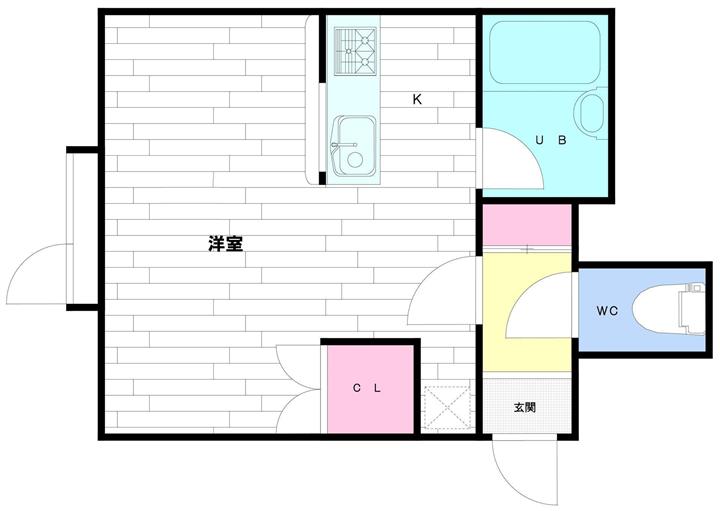 キャメロットⅡ(1K/1階)の間取り写真