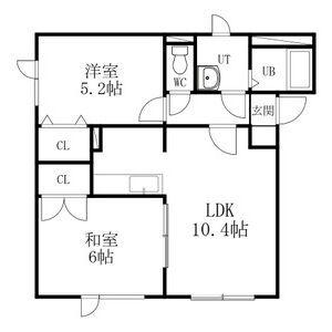 フラットYU(2LDK/1階)の間取り写真