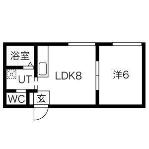 米塚ビル(1DK/2階)の間取り写真
