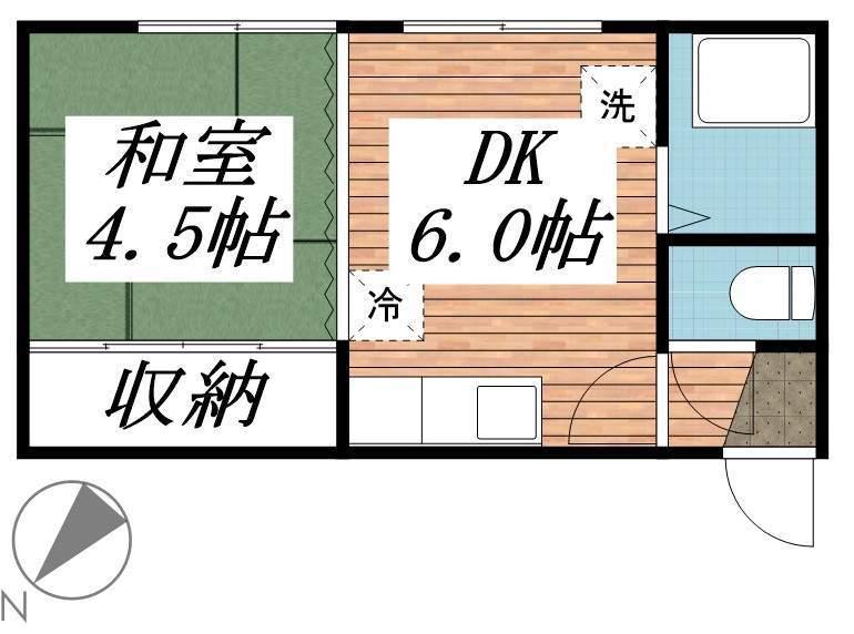 パールいまいマンション(1DK/1階)の間取り写真