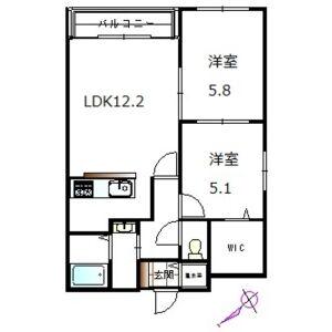 ベルクレール琴似(2LDK/5階)の間取り写真