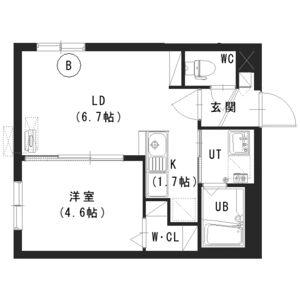 GRAFFTY(1LDK/1階)の間取り写真