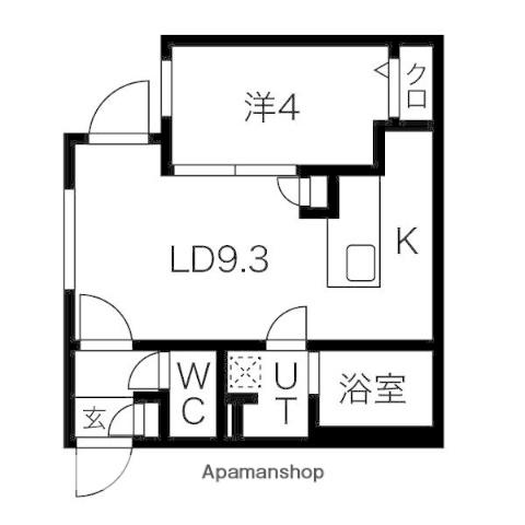 アルファスクエア西28(1LDK/4階)の間取り写真