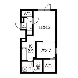 LIVEASEN16(1LDK/3階)の間取り写真