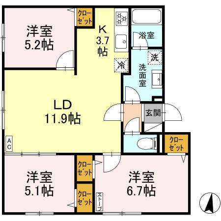 BRIGHT GARDEN 209(2LDK/2階)の間取り写真